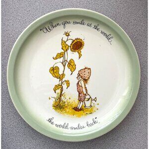 Vintage Holly Hobbie Collector Plate When You Smile at the World Green Rim 10.5"